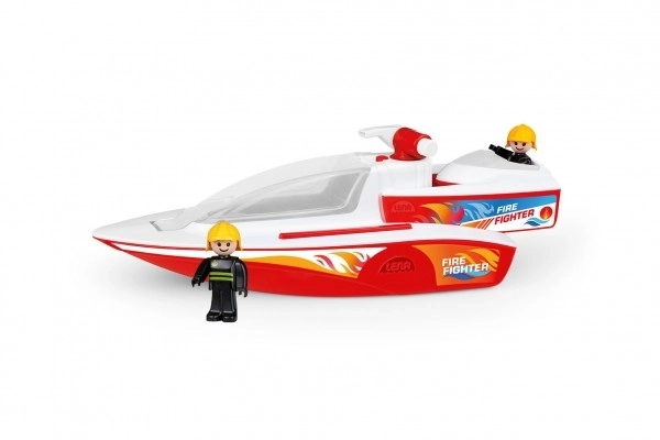 Statek strażacki z funkcją armatki wodnej i łódką Boaties z figurkami