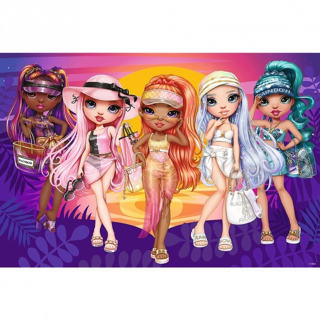Puzzle 70 elementów z brokatem w walizce Glitter Dolls Rainbow High