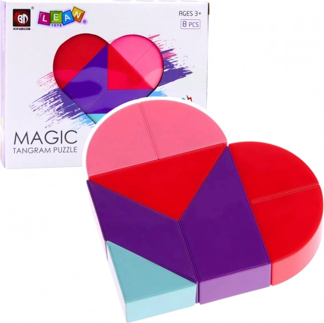 Magnetyczne klocki tangram – serce, 8 elementów