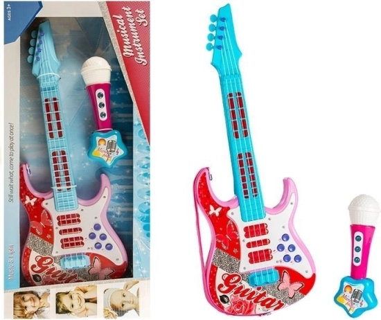 Gitara i mikrofon różowy zestaw dla dzieci