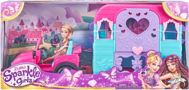 Lalka SPARKLE GIRLZ z jeepem i kempingową przyczepą 26,5 cm