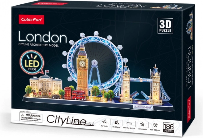 Świecące puzzle 3D CityLine panorama Londyn 186 elementów