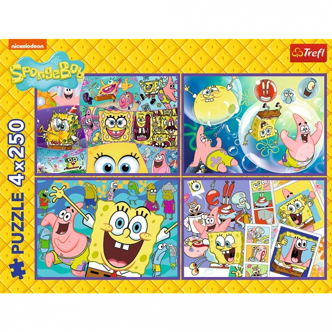 Puzzle 4x250 Zwariowany świat Sponge Boba