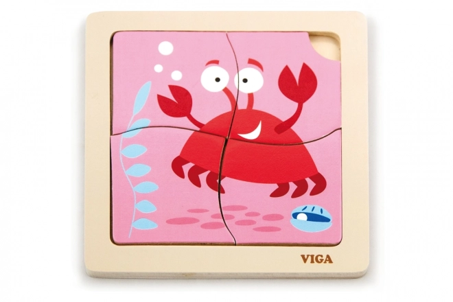 Drewniane Puzzle Krab dla Najmłodszych