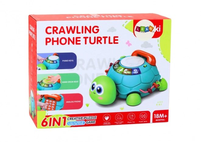 Interaktywny telefon edukacyjny żółw 6w1 Światła Dźwięki Zielony