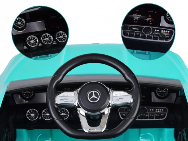 Dziecięcy samochód elektryczny Mercedes AMG CLA 45s z efektem bujania – Niebieski