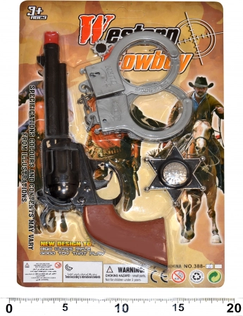 Zestaw dla małego szeryfa – pistolet, kajdanki i odznaka (22 cm)