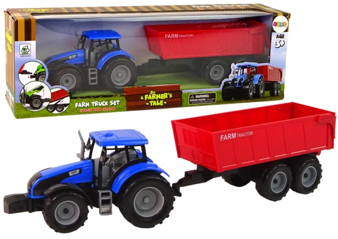 Interaktywny traktor z przyczepą - niebieski