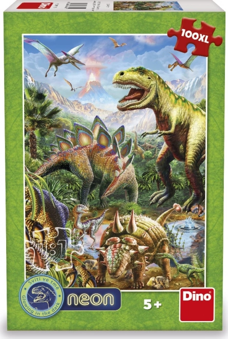 Świecące puzzle świat dinozaurów 100 XL elementów