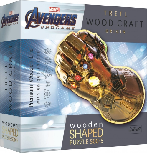 Drewniane dwustronne puzzle TREFL Wood Craft Origin Marvel: Rękawica Nieskończoności – 505 elementów