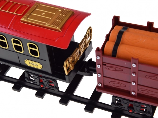 Kolejka z torami Lokomotywa z wagonami para + światło RC0629