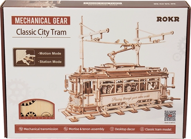 RoboTime 3D drewniane mechaniczne puzzle Tramwaj