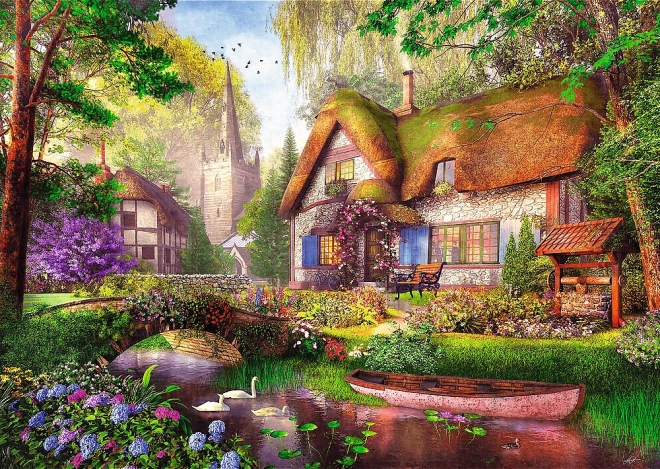 TREFL Puzzle Premium Plus Czas na herbatę: Drewniana chata 1000 elementów