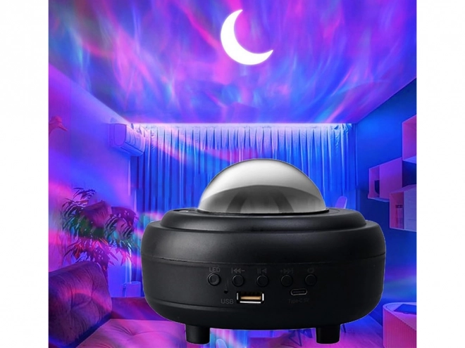 Nocny projektor świetlny aurora z głośnikiem bluetooth