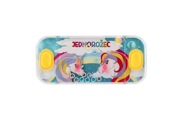 Wodna gra łamigłówka 15,5x7cm plastik jednorożec 4 rodzaje 24 sztuki w pudełku