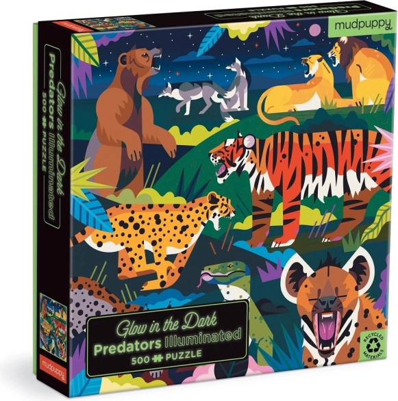 Mudpuppy puzzle drapieżniki – świeci w ciemności, 500 elementów