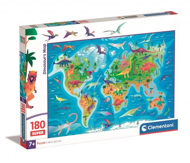 Puzzle 180 części Dinozaury Mapa