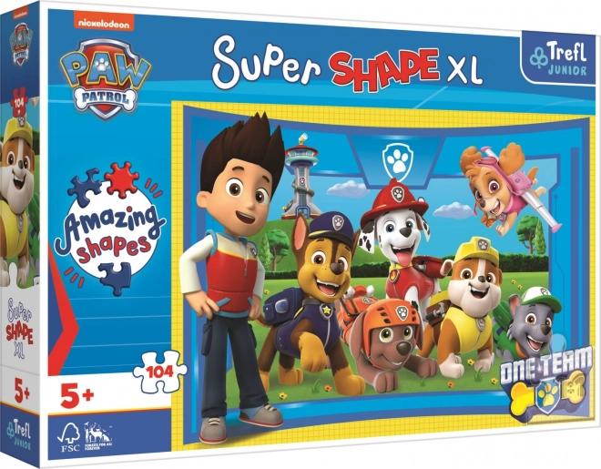 Puzzle 104 elementy XL Super Shape – Psi Patrol: Psich przyjaciele