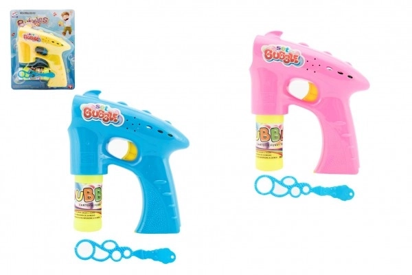 Pistolet na bańki mydlane plastikowy 13 cm + 1 wkład na baterie