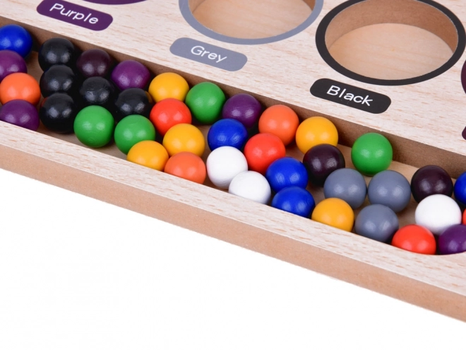 Drewniana edukacyjna mozaika Montessori - kolorowe kuleczki i sorter