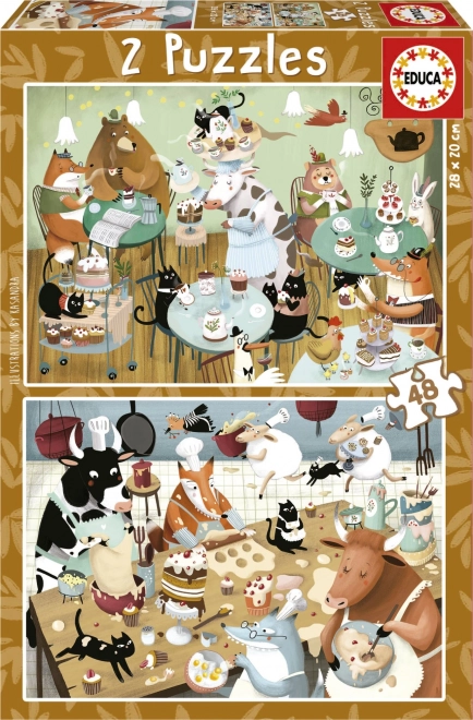 Educa Puzzle Leśne historie 2x48 elementów