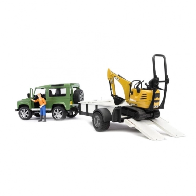 Zestaw do zabawy Bruder SUV i minikoparka gąsienicowa JCB z przyczepą