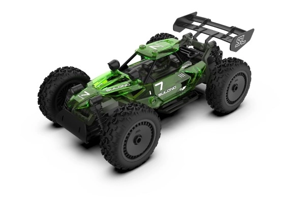Samochód RC buggy plastik 22cm zestaw 24MHz na baterie zielone w pudełku 34x25x7cm