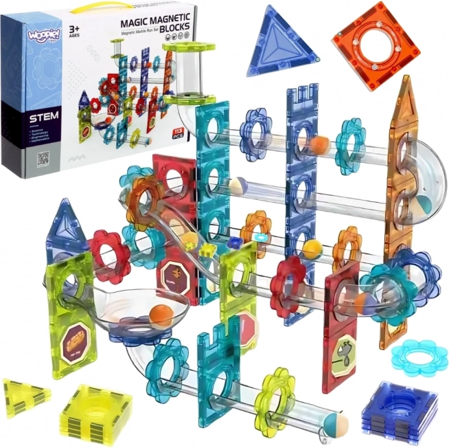 Woopie magnetyczne klocki 3D – edukacyjna kulkowa kolejka 113 szt.