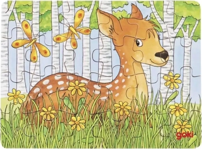 Goki drewniane puzzle Leśne zwierzątka – jelonek, 24 elementów