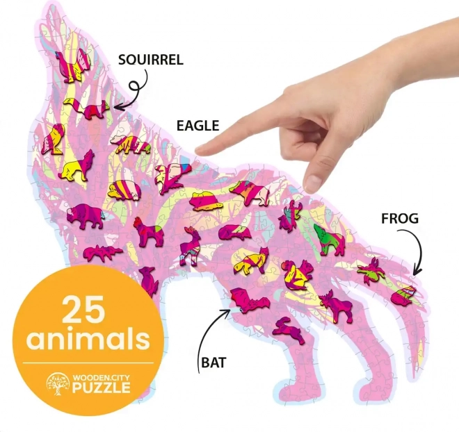 Drewniane puzzle Wilk wyjacy 250 elementów