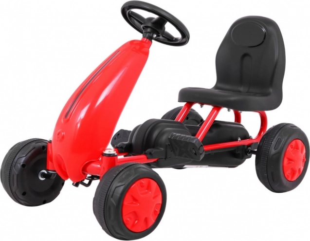 Dziecięcy gokart na pedały z napędem łańcuchowym i gumowymi kołami – Czerwony