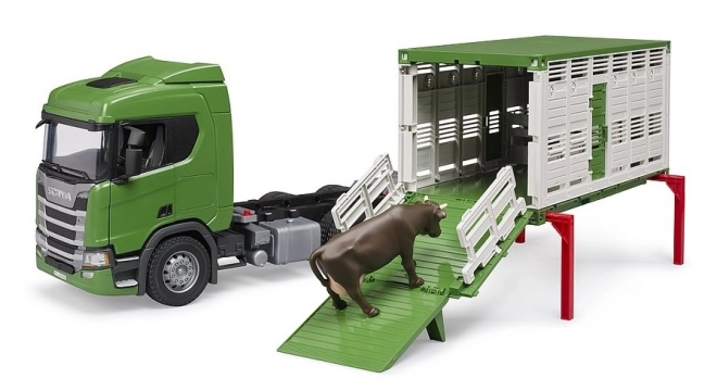 Bruder Transporter zwierząt Scania z figurką krowy