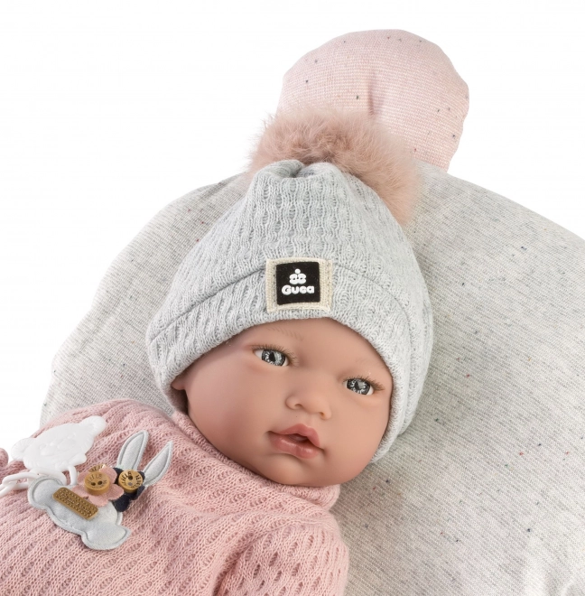 Guca 957 NEUS - realistyczna lalka niemowlęca z dźwiękiem i miękkim materiałowym ciałem - 38 cm
