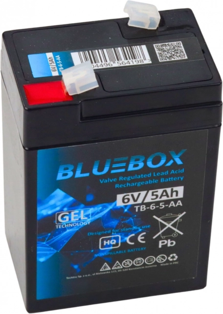 Bluebox akumulator żelowy VRLA AGM 6V 5Ah do samochodów z akumulatorem