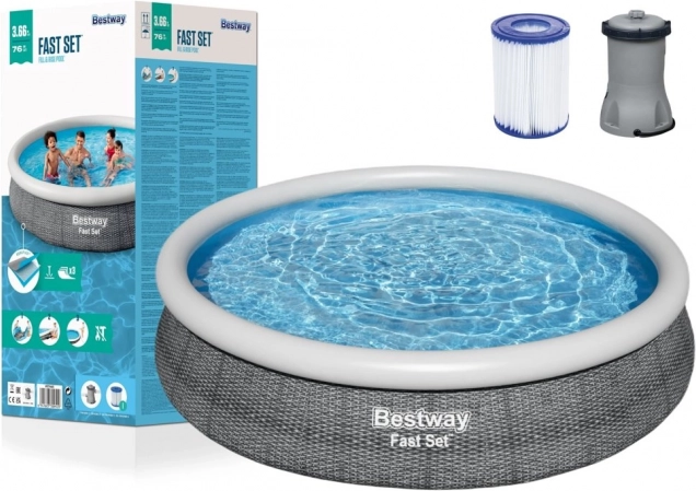 Nadmuchiwany basen BESTWAY Fast Set 366 × 76 cm z filtracją