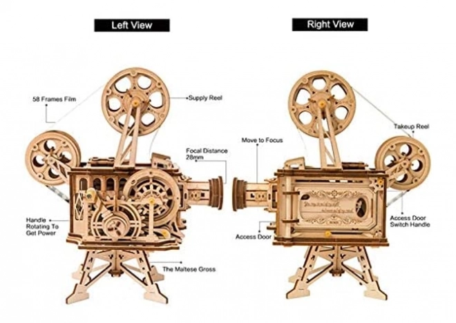 RoboTime 3D drewniane mechaniczne puzzle Filmowy projektor