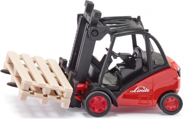 Wózek widłowy LINDE 1:50 – metalowy model SIKU z paletami