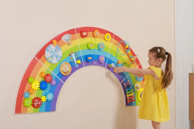 Drewniany panel ścienny montessori - tęcza