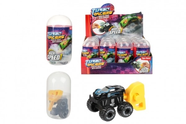 Samochodzik terenowy z rozrusznikiem plastik 4cm w plastikowym jajku 5x10cm 12szt w pudełku