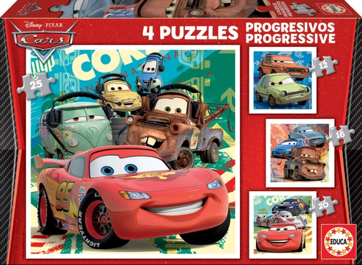 EDUCA puzzle Auta 2 – 4v1 (12, 16, 20, 25 elementów)
