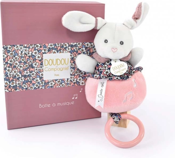 Zestaw prezentowy Doudou – różowy pluszowy króliczek z melodią 20 cm