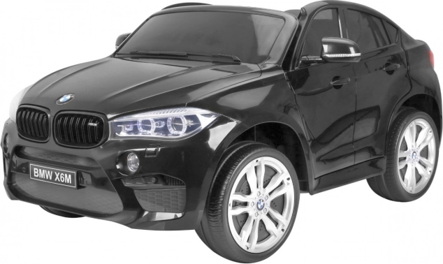 Dziecięcy elektryczny samochód BMW X6M XXL dla 2 dzieci, czarny, zdalne sterowanie i siedzisko z ekoskóry