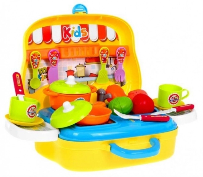 Przenośna kuchnia Food Truck dla dzieci 3+ Walizka na kółkach + akcesoria