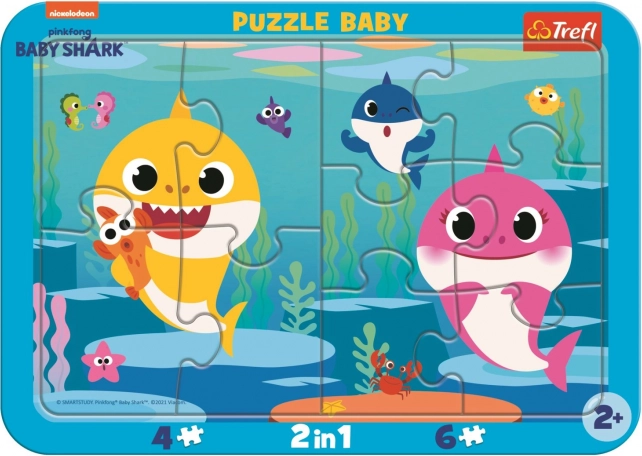 Puzzle dla maluchów Baby Shark Szczęśliwe rekiny 2w1, 10 elementów