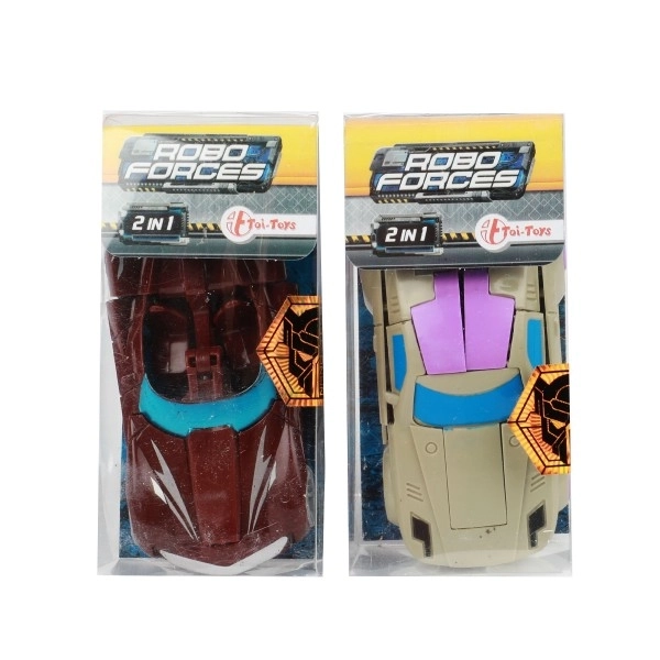 Transformer auto/robot plastik 10 cm mix kolorów w plastikowym pudełku 5x10,5 cm