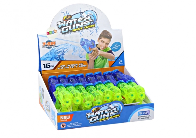 Mini pistolet wodny zielono-niebieski z zasięgiem 7-8 m