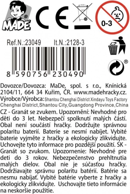Ręczny granat z efektami i światłem dla dzieci