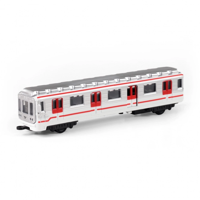 Praskie metro metalowe 16 cm z napędem do tyłu w pudełku 19,5x7x6 cm