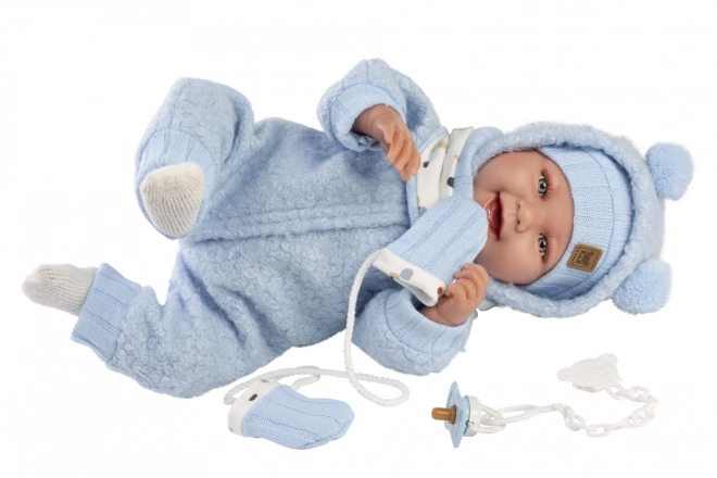 Llorens 84479 NOWORODEK - realistyczna lalka niemowlęca ze dźwiękami i miękkim materiałowym ciałem - 44 cm
