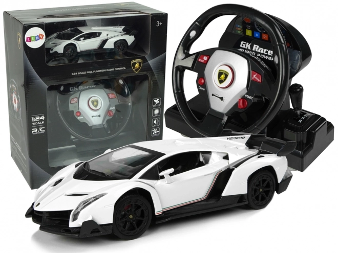 Zdalnie sterowany Lamborghini Veneno Biały 2.4G zdalne sterowanie kierownicą Dźwiękowe światła